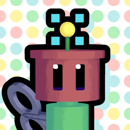 Profile picture of Flower Bot with a moving multi-color polka dot background.